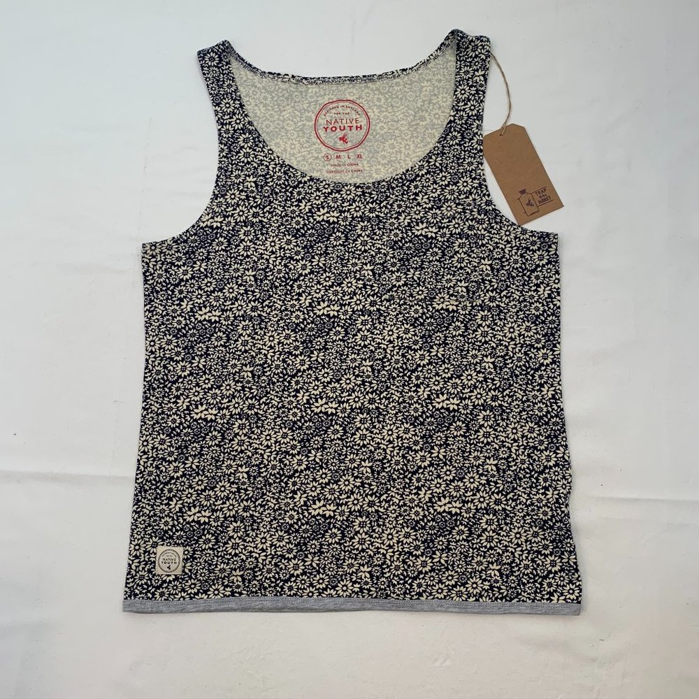 Native Youth SZ S Navy Floral Tank NWT